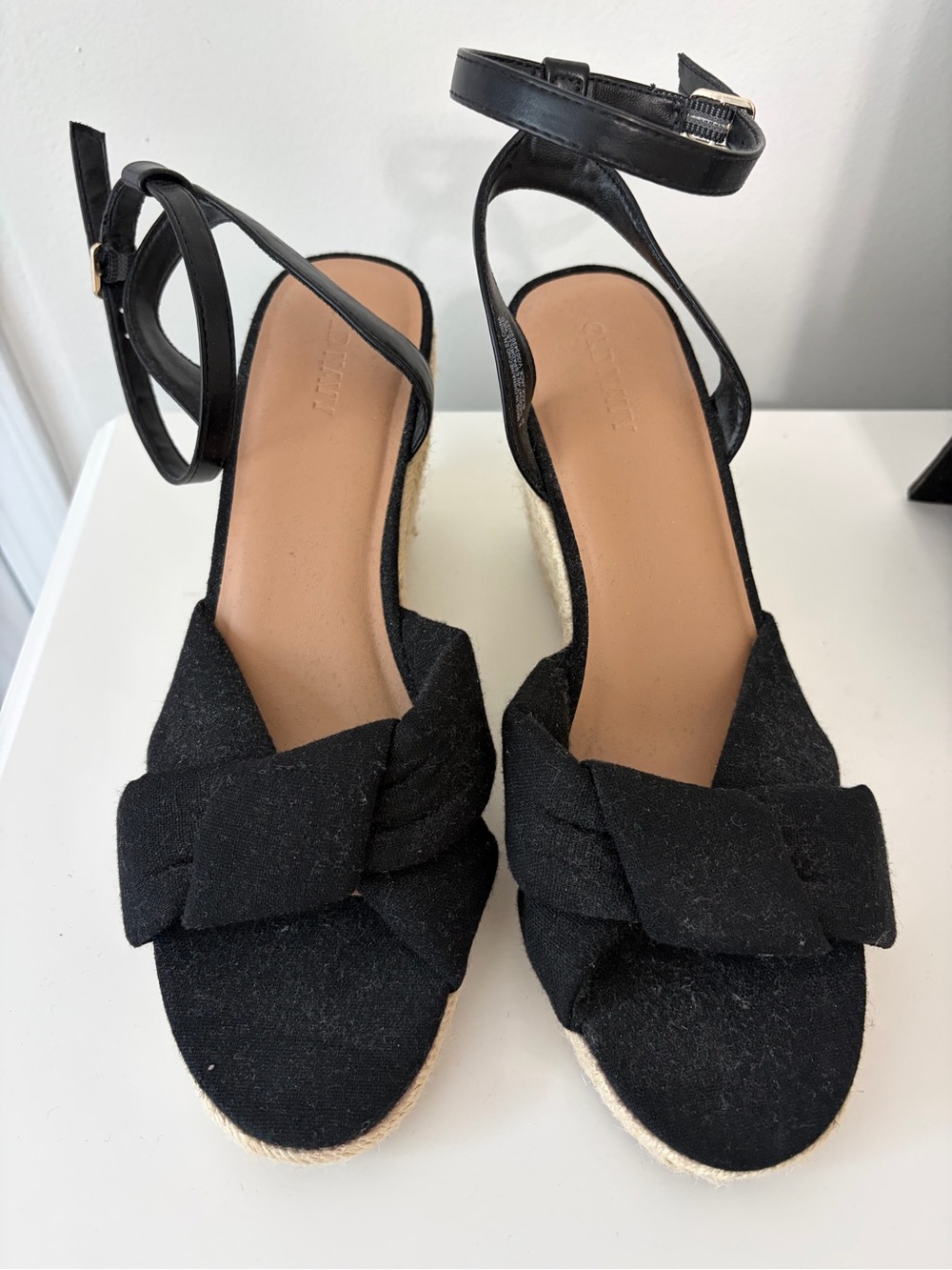 Old Navy Black Knotted Espadrille Wedge Sandals - Women